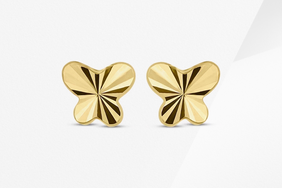 Gold butterfly stud earrings for kids