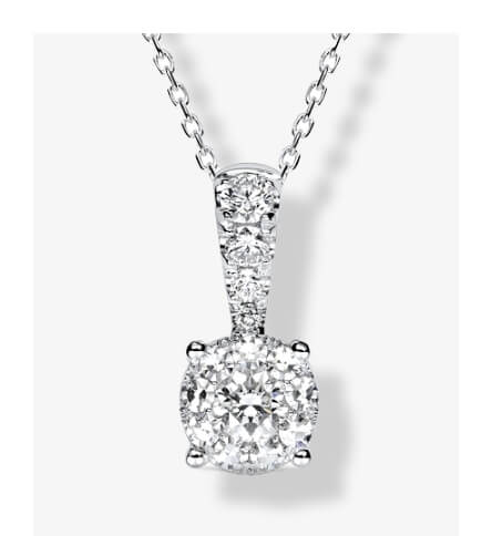 14 k White Gold Floating Diamond Halo Necklace - Great Lakes Boutique
