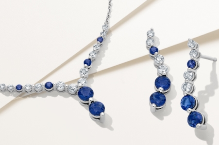 Blue sapphire necklace and earrings
