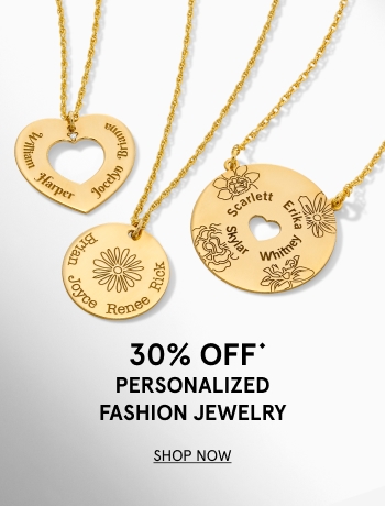 30% off personalized jewelry and take an extra 5% off purchases of $999 or more