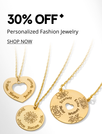 30% off personalized fashion jewelry