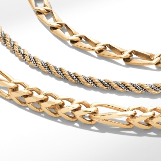 Image of three gold chain necklaces