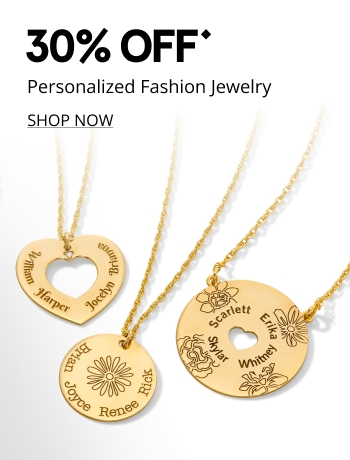 30% off personalized fashion jewelry