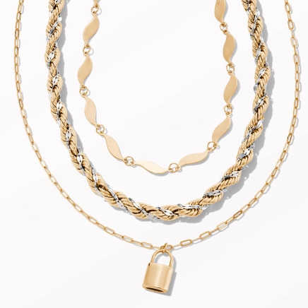 Image of several gold chain necklaces
