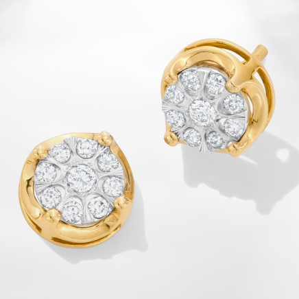 Image of gold diamond stud earrings